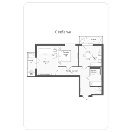 
  Продается 2-комн. квартира, 62 м², ЖК Тетрис, корпус 1
. Фото 1.