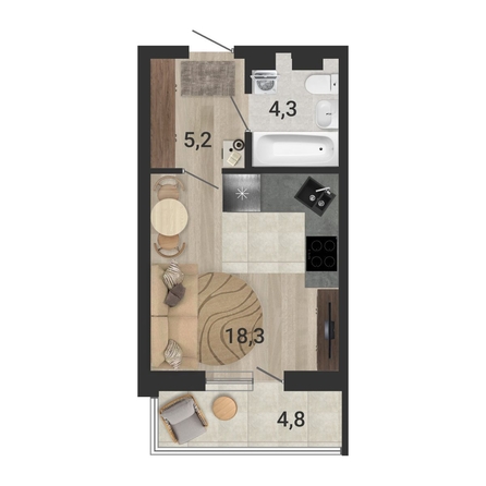 
  Продается студия, 29.5 м², ЖК Тетрис, корпус 2
. Фото 1.