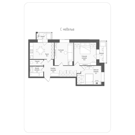 
  Продается 3-комн. квартира, 77.7 м², ЖК Тетрис, корпус 2
. Фото 1.