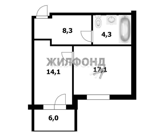 
   Продам 2-комнатную, 43.7 м², Гребенщикова ул, 3

. Фото 8.