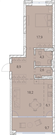 
   Продам 1-комнатную, 67.7 м², Тайм Сквер

. Фото 19.