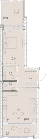 
   Продам 1-комнатную, 81.4 м², Тайм Сквер

. Фото 19.