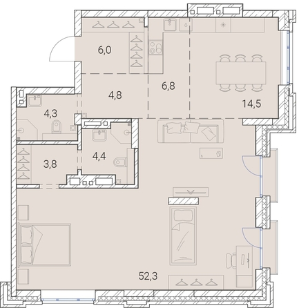 
   Продам 1-комнатную, 96.9 м², Тайм Сквер

. Фото 19.