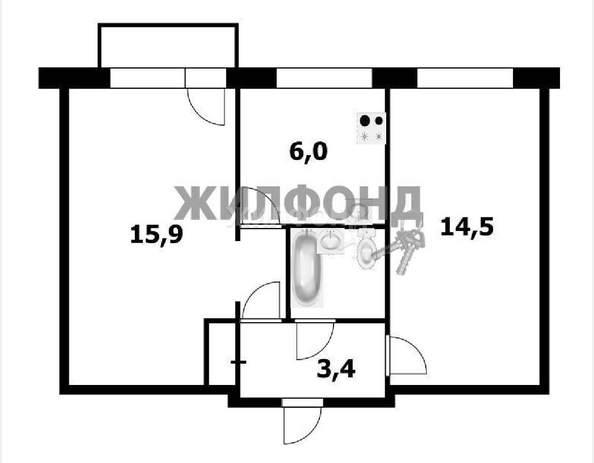 
   Продам 2-комнатную, 43.1 м², Титова ул, 39/1

. Фото 9.