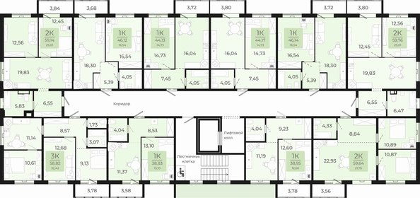 
  Продается 2-комн. квартира, 59.76 м², ЖК Новый парк, II этап дом 2
. Фото 1.