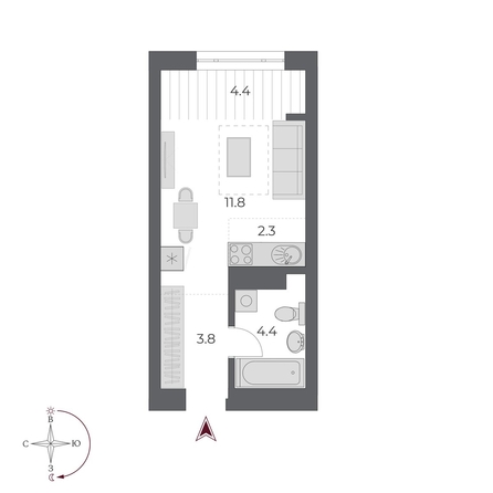 
  Продается студия 26.7 м², в ЖК ОСКАР, дом 2. Фото 2.