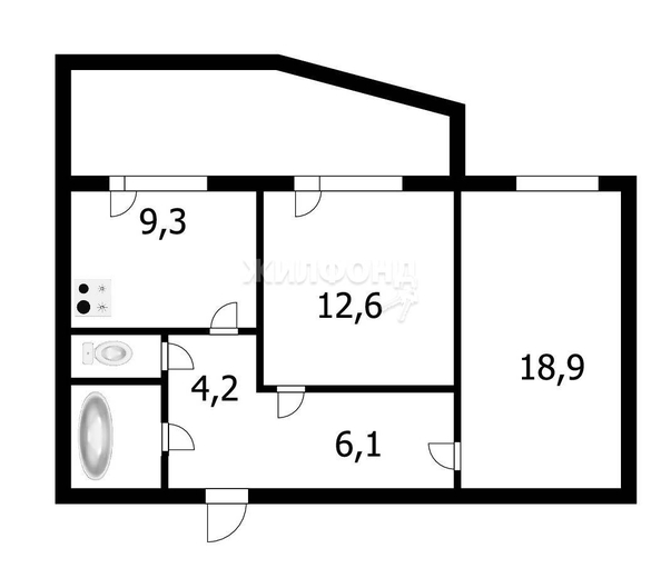 
   Продам 2-комнатную, 55.1 м², Тюленина ул, 28/1

. Фото 13.