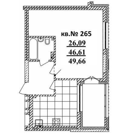 
   Продам студию, 52.71 м²,  Римский квартал, 2 очередь

. Фото 1.