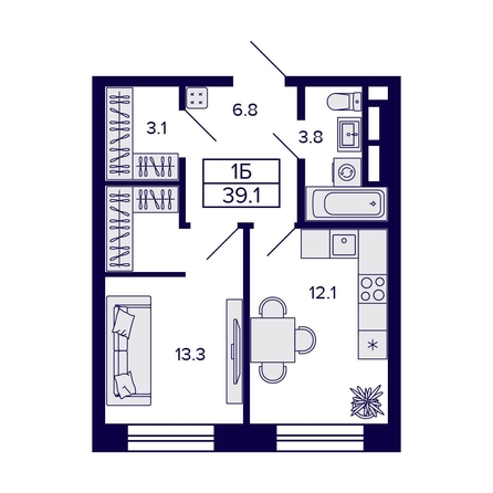 
   Продам 1-комнатную, 39.1 м², Citatum (Цитатум)

. Фото 1.