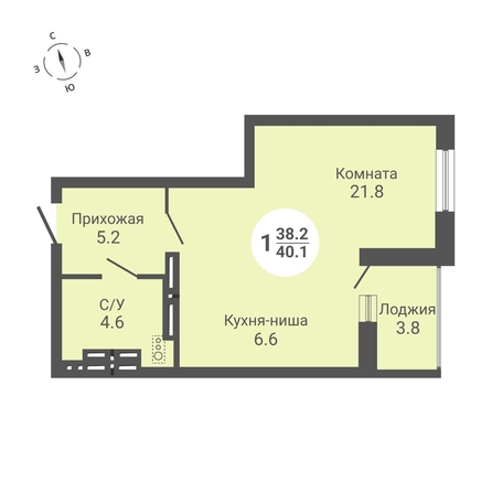 
  Продается студия, 40.3 м², ЖК На Петухова, дом 2
. Фото 2.