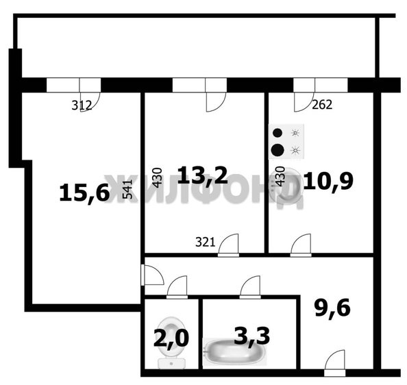 
  Продается 2-комн. квартира, 54.5 м², ЖК Марсель, 6 этап
. Фото 22.