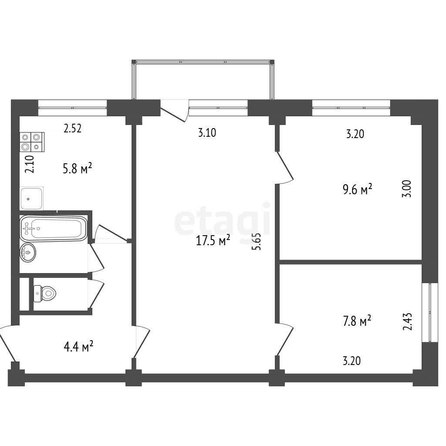 
   Продам 3-комнатную, 48.6 м², Моторная ул, 3

. Фото 1.