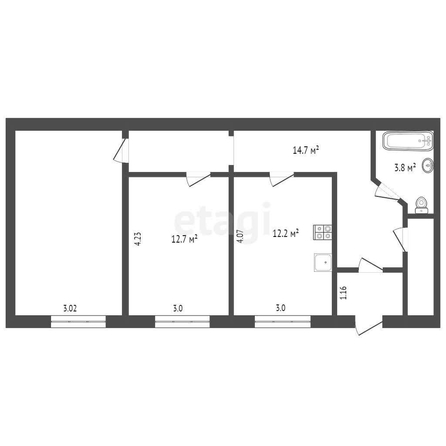 
  Продается 2-комн. квартира, 64.1 м², Круговая ул, д. 4А
. Фото 5.