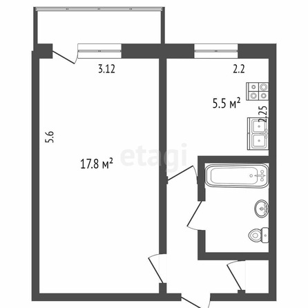 
  Продается 1-комн. квартира, 34 м², Кировская 8-я ул, д. 70
. Фото 5.