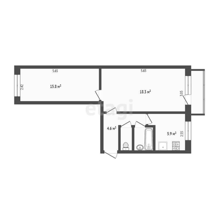 
  Продается 2-комн. квартира, 45 м², Петра Осминина ул, д. 22
. Фото 5.