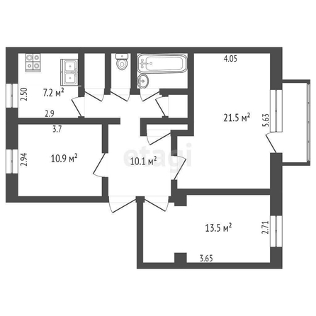
  Продается 3-комн. квартира, 69.7 м², Грозненская ул, д. 20
. Фото 5.