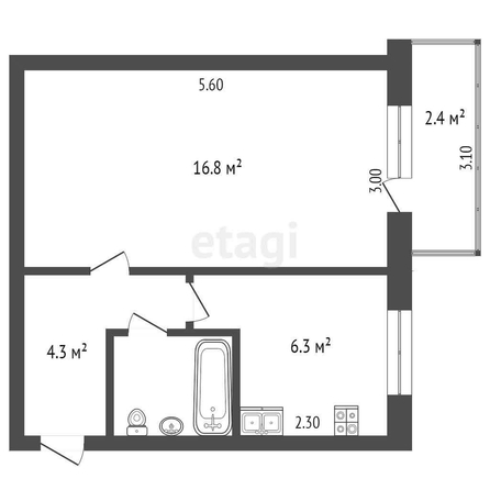 
  Продается 1-комн. квартира, 30.3 м², Челюскинцев ул, д. 93
. Фото 5.