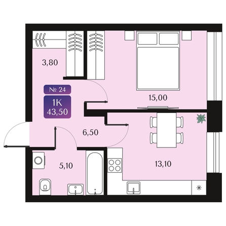 
  Продается 1-комн. квартира, 43.5 м², ЖК Северное Сияние Премиум
. Фото 1.