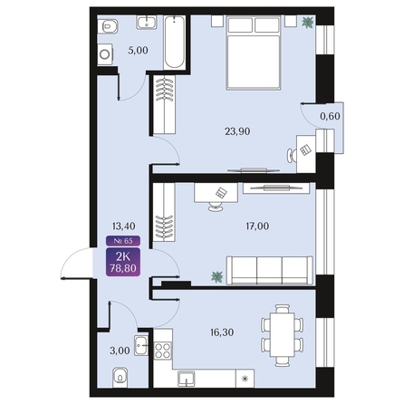 
  Продается 2-комн. квартира, 78.8 м², ЖК Северное Сияние Премиум
. Фото 1.