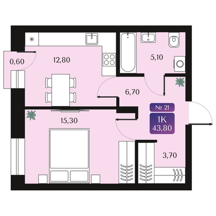 
  Продается 1-комн. квартира, 43.8 м², ЖК Северное Сияние Премиум
. Фото 1.