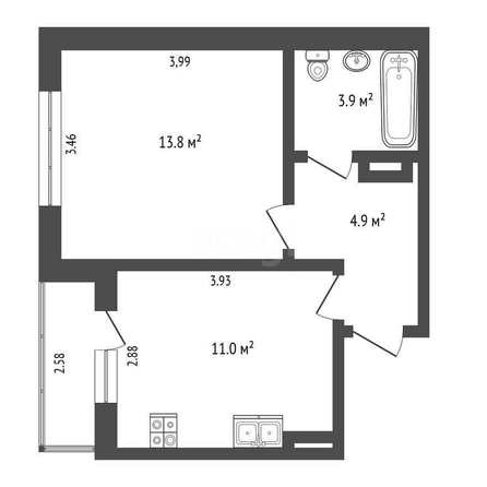 
  Продается 1-комн. квартира, 33.6 м², д. 12
. Фото 4.