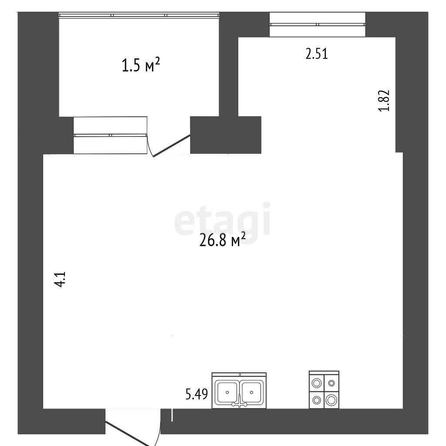 
  Продается студия, 27 м², Куйбышева ул, д. 150
. Фото 5.