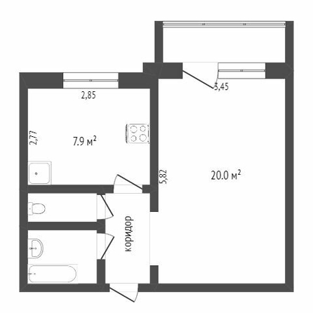 
  Продается 1-комн. квартира, 34.5 м², Космический пр-кт, д. 22к2
. Фото 5.