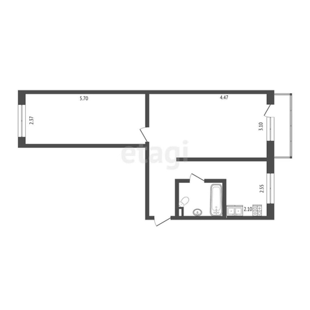 
  Продается 2-комн. квартира, 45 м², Калинина ул, д. 2
. Фото 5.