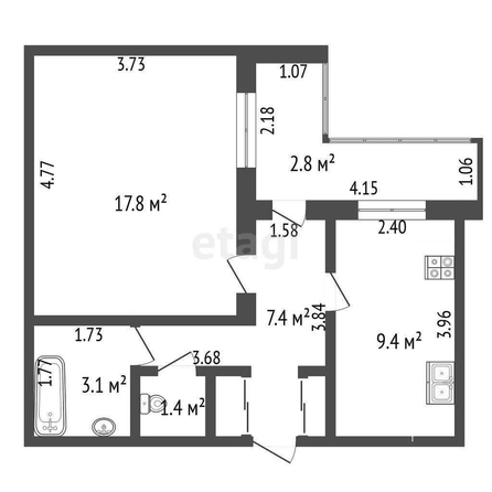 
  Продается 1-комн. квартира, 40.3 м², Масленникова ул, д. 66
. Фото 5.
