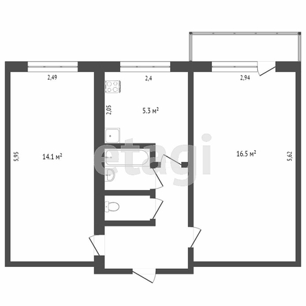
  Продается 2-комн. квартира, 43.8 м², Маргелова ул, д. 194
. Фото 5.