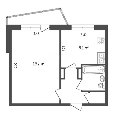 
  Продается 1-комн. квартира, 37 м², Дианова ул, д. 3
. Фото 4.