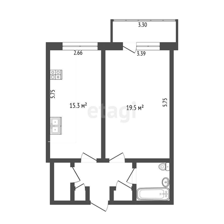 
  Продается 1-комн. квартира, 45.6 м², Железнодорожная 1-я ул, д. 20
. Фото 5.