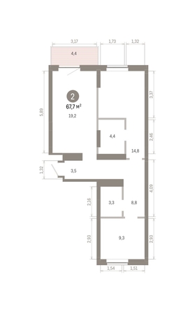 
  Продается 2-комн. квартира, 67.69 м², ЖК Кварталы Драверта, дом 3
. Фото 1.