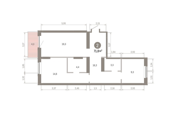 
  Продается 2-комн. квартира, 71.77 м², ЖК Кварталы Драверта, дом 3
. Фото 1.