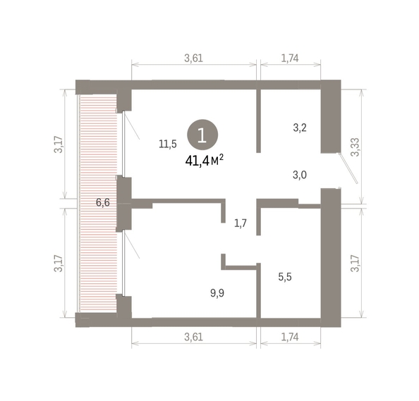 
  Продается 1-комн. квартира, 41.4 м², ЖК Кварталы Драверта, дом 6
. Фото 1.