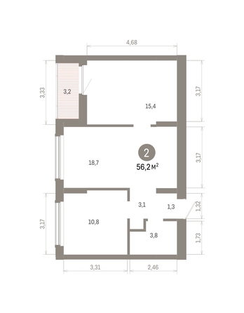 
  Продается 2-комн. квартира, 56.18 м², ЖК Кварталы Драверта, дом 6
. Фото 1.