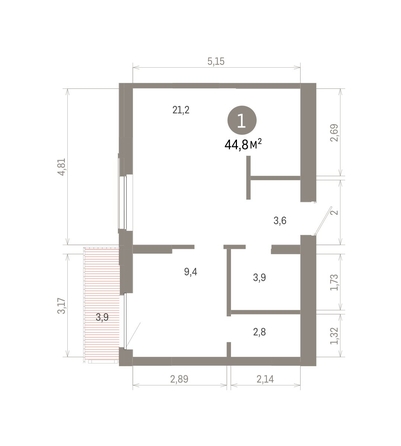
  Продается 1-комн. квартира, 44.75 м², ЖК Кварталы Драверта, дом 6
. Фото 1.