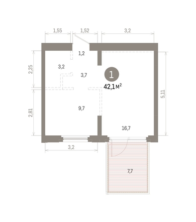 
  Продается 1-комн. квартира 42.1 м², в ЖК Кварталы Драверта, дом 6. Фото 1.