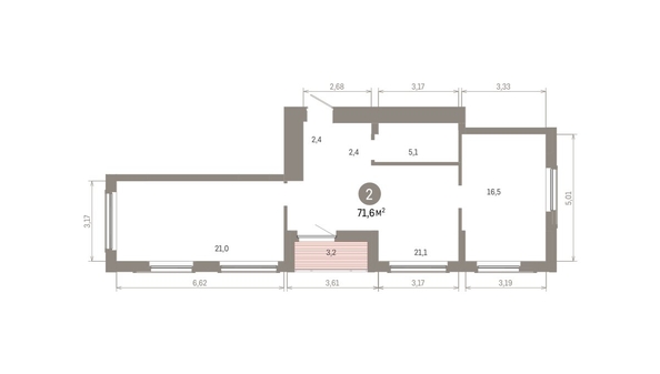 
  Продается 2-комн. квартира 71.58 м², в ЖК Кварталы Драверта, дом 6. Фото 1.