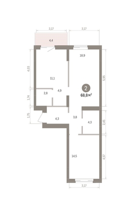 
  Продается 2-комн. квартира 68.84 м², в ЖК Кварталы Драверта, дом 4. Фото 1.