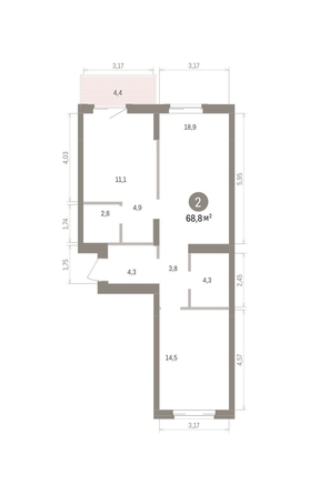 
  Продается 2-комн. квартира 68.84 м², в ЖК Кварталы Драверта, дом 4. Фото 1.