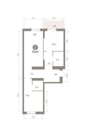 
  Продается 2-комн. квартира 70.19 м², в ЖК Кварталы Драверта, дом 4. Фото 1.