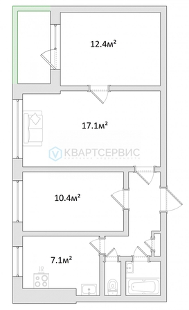 
  Продается 3-комн. квартира 57.8 м². Фото 22.