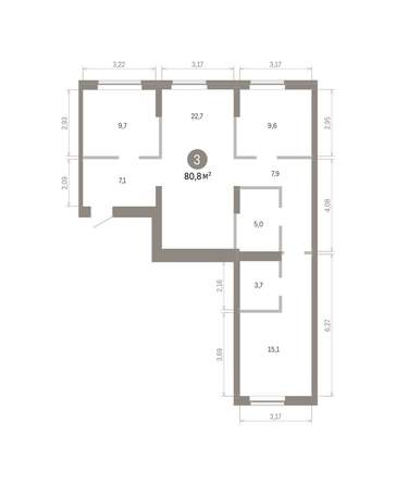 
  Продается 3-комн. квартира 80.81 м², в ЖК Кварталы Драверта, дом 3. Фото 1.