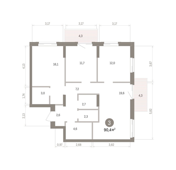 
  Продается 3-комн. квартира 90.43 м², в ЖК Кварталы Драверта, дом 4. Фото 1.