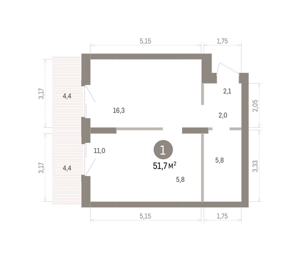 
  Продается 1-комн. квартира 51.65 м², в ЖК Кварталы Драверта, дом 4. Фото 1.