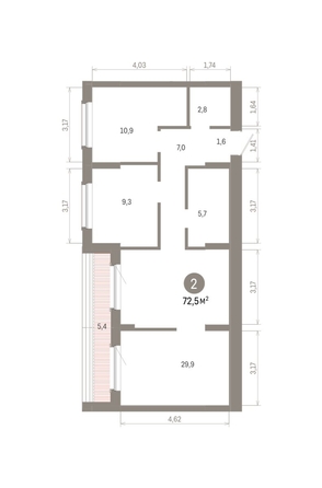 
  Продается 2-комн. квартира 72.52 м², в ЖК Кварталы Драверта, дом 6. Фото 1.