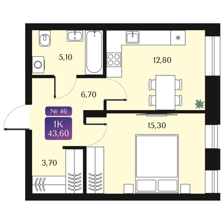 
  Продается 1-комн. квартира 43.6 м², в ЖК Северное Сияние Премиум. Фото 1.