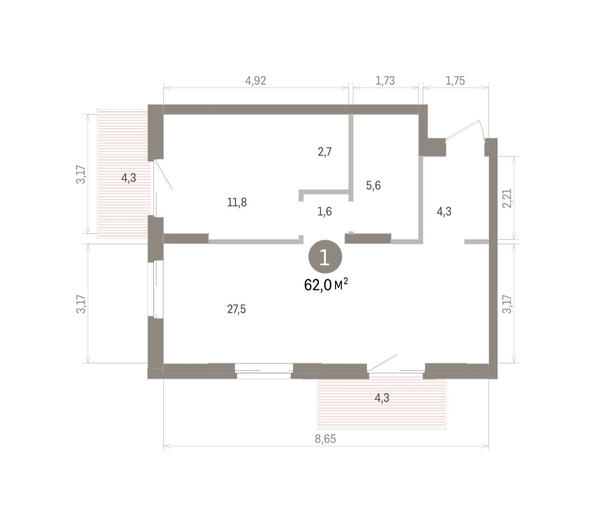 
  Продается 1-комн. квартира 61.99 м², в ЖК Кварталы Драверта, дом 4. Фото 1.