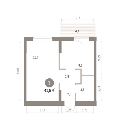 
  Продается 1-комн. квартира 41.91 м², в ЖК Кварталы Драверта, дом 4. Фото 1.